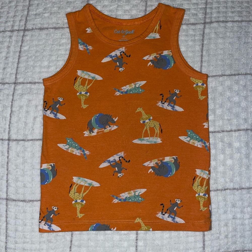 Cat & Jack Orange Kids Tank Top with Animal Print